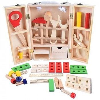 33-Piece Wooden Tool Box...