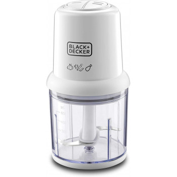 BLACK+DECKER 300W 500ml 2 Speed Vertical Chopper for Chopping, Mincing & Pureeing, White - SC310-B5,