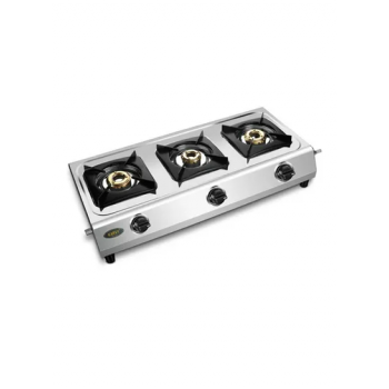 Bm Satellite Three Burner Gas Stove Steel Body NS-302 Silver